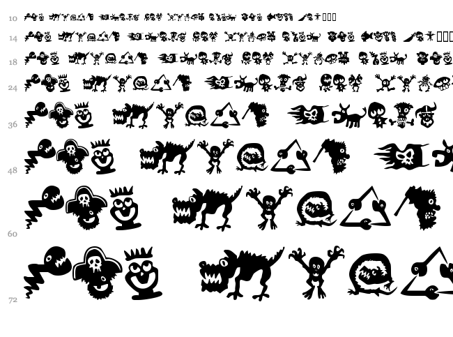 Sam's Dingbats font waterfall